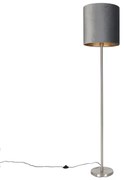 Lampada da terra paralume acciaio grigio 40 cm - SIMPLO