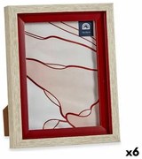 Cornice Portafoto 17 x 2 x 21,8 cm Cristallo Rosso Legno Marrone Plastica (6 Unità)