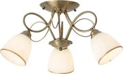 Plafoniera classica bronzo con vetro opale 3 luci - Katarina