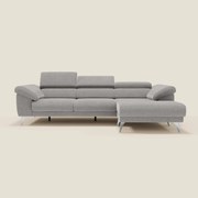 Donatello Divano angolare con sedute scorrevoli braccioli contenitore e poggiatesta in tessuto morbido smacchiabile T23 grigio