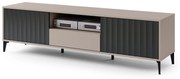 Mobile TV RIMINI RTV-182 Beige Taupe/Nero Opaco - MODERNO MOBILE TV CON CASSETTO/SCAFFALE E ANTE SCANALATE