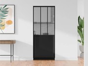 Porta scorrevole atelier con sistema a incasso H205 x L73 cm Nero e Vetro temperato  - ARTISTO II