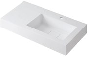Lavabo a incasso rettangolare vasca a destra L 90.5 x H 15 x P 46 cm in resina bianco opaco