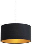 Lampada a sospensione con paralume in velluto nero con oro 50 cm - Combi