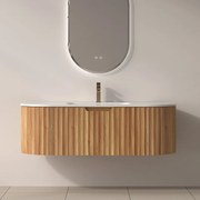 Mobile bagno curvo 120 cm cannettato con lavabo integrato | KAM-NORTH-P120 - KAMALU
