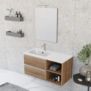 Mobile bagno sospeso 100 cm Master rovere con lavabo e specchio