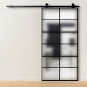 Porta scorrevole 12V satinata in alluminio trasparente, L 96 x H 220 cm, con binario Industrial Reversibile