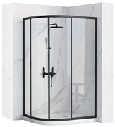 Cabina doccia REA Look Black 80x100 + Piatto doccia Look White