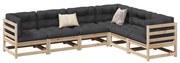 Set divani giardino 6 pz con cuscini in legno massello di pino