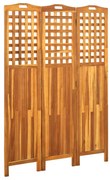 Divisorio a 3 pannelli grigio 121x2x170 cm in massello acacia
