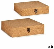 Set di Scatole Decorative Marrone Sughero Legno MDF (6 Unità)