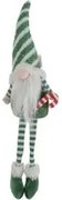 Gnomo Natale gambemolli 55 cm cappello righe verde bianco