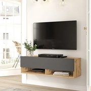 Mobile Tv Sospeso 100x32x30 Effetto Legno Rovere E Antracite Evolution