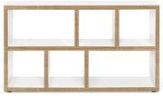 Libreria bianca con bordo in legno 150x83 cm Berlin - TemaHome