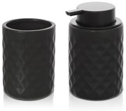 Set accessori bagno nero da appoggio dispenser e portaspazzolini in ceramica Cristal