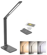 Solight WO55-G - Lampada da tavolo LED dimmerabile con caricatore wireless LED/10W/100-240V grigia