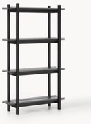 Scaffale grande in legno di quercia con ripiani in vetro Alex