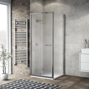 Box doccia con ingresso frontale pieghevole Record L 70 x H 195 cm, vetro 6 mm smerigliato profilo argento cromato