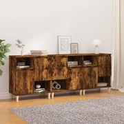 Credenze 3pz rovere fumo 60x35x70 cm in legno multistrato