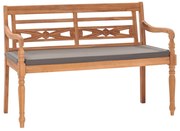 Panca batavia con cuscino grigio scuro 120 cm massello di teak