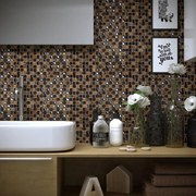 Mosaico in pietra Freedom Brown marrone e rame L 30 x L 30cm x Sp. 8 mm, 11 pezzi