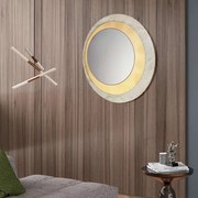 Specchio rotondo 80x80 cm in marmo laminato Avorio foglia oro - DAVID