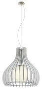 Lampadario Industrial Tindori 1 Luce Acciaio Grigio Opaco Diffusore Bianco