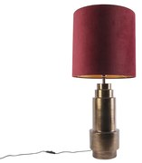 Lampada da tavolo Art Déco in bronzo con paralume in velluto rosso con oro 40 cm - Bruut
