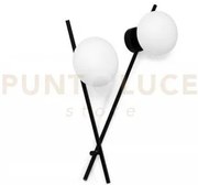 Mikado applique da parete o soffitto 2 luci in metallo nero e vetro...
