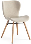 ALTEA Beige (tessuto Rio 40)/gambe rovere naturale - MODERNA SEDIA PER SALONE/SOGGIORNO/CUCINA/UFFICIO