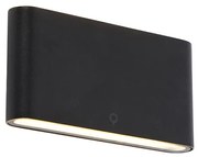 Lampada da parete esterna moderna nera 17,5 cm con LED incluso IP65 - Batt