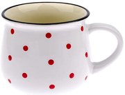 Tazza in ceramica bianca con puntini rossi Happy Time, 770 ml - Dakls