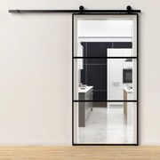 Porta scorrevole 3V trasparente in alluminio trasparente, L 96 x H 215 cm, con binario Industrial Reversibile