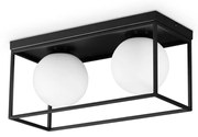 Plafoniera Contemporanea Lingotto Metallo Nero 2 Luci E14 28W Ip20