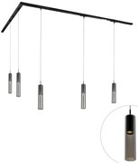 Sistema di illuminazione su binario moderno con 5 faretti a sospensione neri monofase - Iconic Lloyd