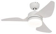 Ventilatore da soffitto bianco 86,7 cm con LED dimmerabile con telecomando - Yuki