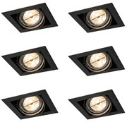 Set di 6 faretti da incasso neri AR111 regolabili - Oneon