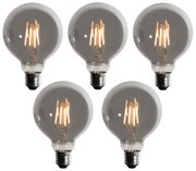 Set di 5 lampadine LED E27 dimmerabili fumé G95 5W 200 lm 1900K