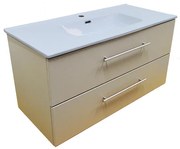 Mobile da bagno sospeso 102 cm con lavabo integrato e specchio Tortora Opaco - MAYA1