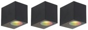 Set di 3 applique da parete smart nere GU10 50mm IP44 - Baleno