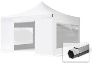 TOOLPORT 4x4m gazebo pieghevole PVC ignifugo con laterali (finestre panoramiche), PROFESSIONAL alluminio, bianco - (582424)