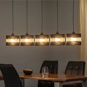 HELAM Lampada a sospensione Helen nero-oro barra 5 luci