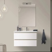 Mobile bagno sospeso 80 cm Master bianco opaco con 2 cassetti e specchio