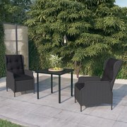 Set mobili da pranzo per giardino 3 pz grigio scuro