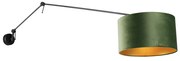 Applique nera con paralume in velluto verde 35 cm regolabile - Blitz