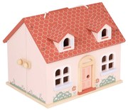 Casa delle bambole pieghevole in legno con mobili