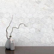 Mosaico in gres porcellanato Hellir bianco opaco L 7 x L 30.5cm x Sp. 9 mm, 7 pezzi