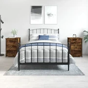Comodini 2 Pz Rovere Fumo 40x36x60 Cm İn Legno Multistrato /