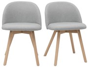 Sedie scandinave in tessuto grigio chiaro e legno massello di faggio (set di 2) CELESTE