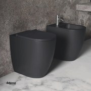 Alice Ceramica "Form" Coppia Di Sanitari Da Terra Filo Muro Senza Brida Nero Opaco